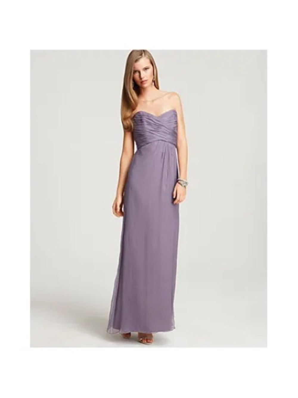 Amsale Strapless Lavender Chiffon Evening Gown